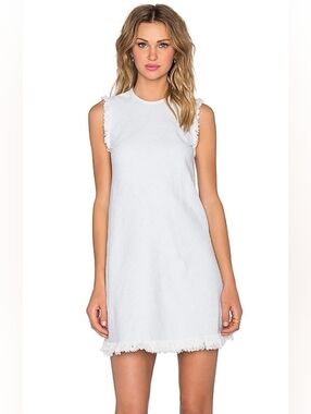 Alexander Wang White Sleeveless Mini Dress with Fringed Trim